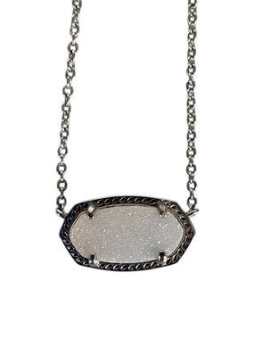 Kendra Scott Elisa Silver Pendant Necklace - Platinum Drusy EUC